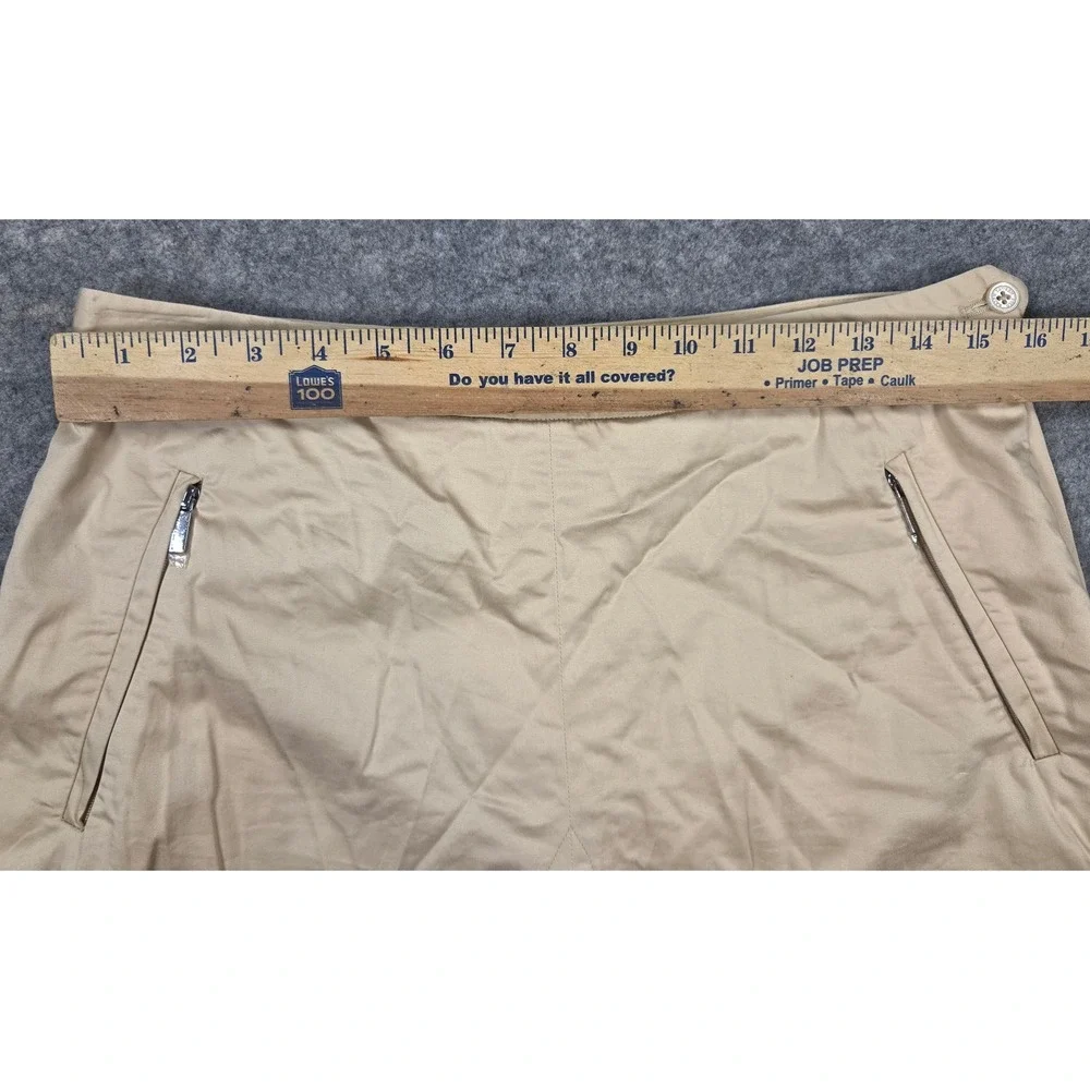 Vintage Ralph Lauren Golf Women 12 Khaki Tan Cotton Skort Zipper Pockets Skirt